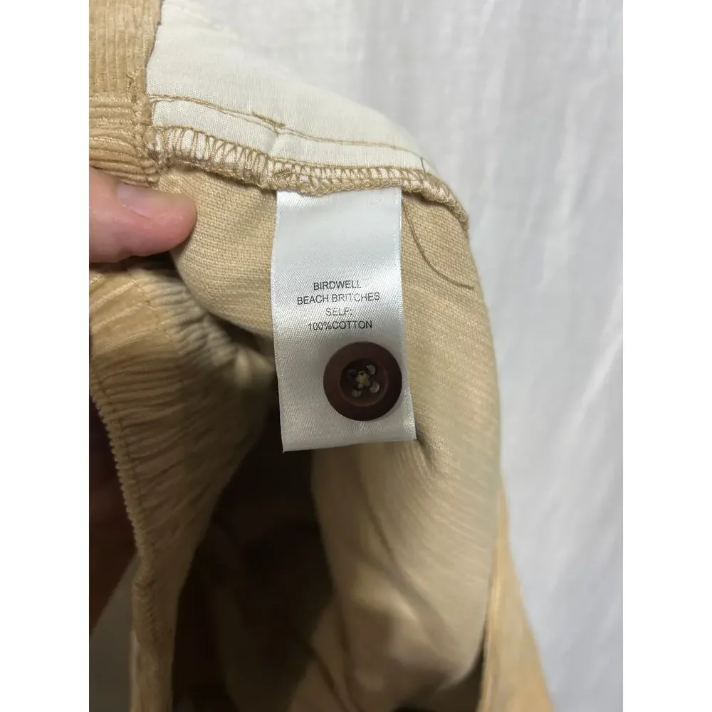 Birdwell Beach Britches Corduroy Shorts XXL Tan NEW Lace Up Drawstring Pockets